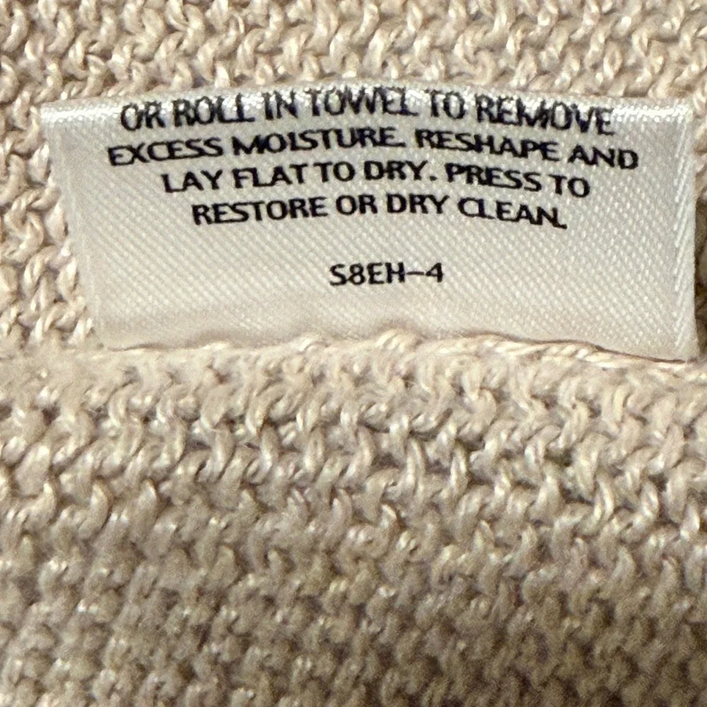 Eileen Fisher Hemp Knit Short Sleeve Open Front Cardigan Sz M Beige Tan - Picture 4 of 13